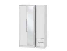 Welcome Welcome Monaco 3 Door 2 Small Drawer Tall Mirrored Triple Wardrobe (Assembled)