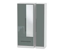 Welcome Welcome Monaco Gloss 3 Door 2 Drawer Tall Mirrored Triple Wardrobe (Assembled)