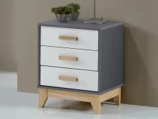 Seconique Seconique Cleveland Grey and White 3 Drawer Bedside Table