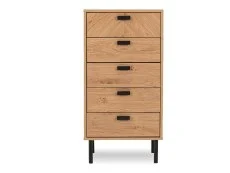 Seconique Seconique Leon Oak 5 Drawer Tall Narrow Chest of Drawers