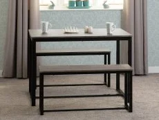 Seconique Seconique Lincoln Stone Effect Dining Table and 2 Bench Set