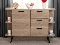 Seconique Seconique Saxton Mid Oak and Concrete Effect 1 Door 3 Drawer Sideboard