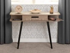 Seconique Seconique Saxton Mid Oak and Concrete Effect 1 Drawer Console Table