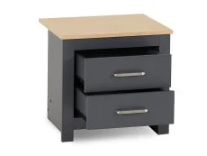 Seconique Seconique Portland Grey and Oak 2 Drawer Bedside Table