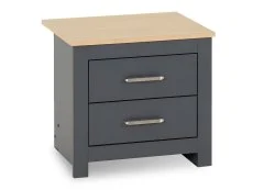 Seconique Seconique Portland Grey and Oak 2 Drawer Bedside Table