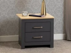 Seconique Seconique Portland Grey and Oak 2 Drawer Bedside Table