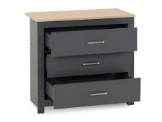 Seconique Seconique Portland Grey and Oak 3 Drawer Chest of Drawers