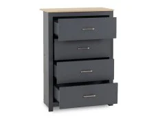 Seconique Seconique Portland Grey and Oak 4 Drawer Chest of Drawers