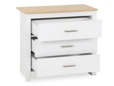 Seconique Seconique Portland White and Oak 3 Drawer Chest of Drawers