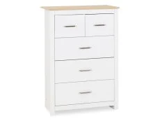 Seconique Seconique Portland White and Oak 3+2 Drawer Chest of Drawers