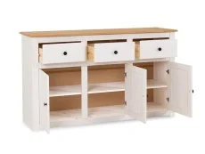 Seconique Seconique Panama White and Waxed Pine 3 Door 3 Drawer Sideboard