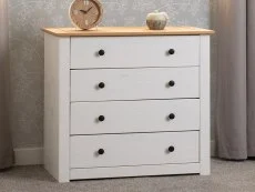 Seconique Seconique Panama White and Waxed Pine 4 Drawer Chest of Drawers