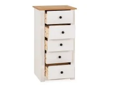 Seconique Seconique Panama White and Waxed Pine 5 Drawer Chest of Drawers