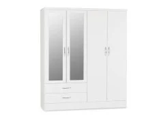 Seconique Nevada White High Gloss 4 Piece Large Bedroom Furniture Package