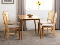 Seconique Seconique Austin Oak Dining Table and 4 Ellis Rattan Dining Chair Set