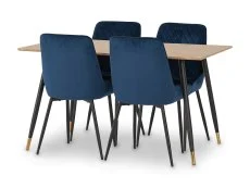 Seconique Seconique Hamilton 140cm Dining Table with 4 Avery Blue Velvet Dining Chairs