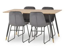 Seconique Seconique Hamilton 140cm Dining Table with 4 Lukas Grey Velvet Dining Chairs