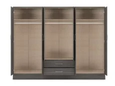 Seconique Nevada Black 6 Door 2 Drawer Mirrored Wardrobe