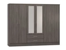 Seconique Seconique Nevada Black 6 Door 2 Drawer Mirrored Wardrobe