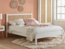 Birlea Furniture & Beds Birlea Croxley 4ft6 Double Rattan and White Wooden Bed Frame