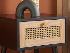 Birlea Croxley Rattan and Black 1 Drawer Bedside Table