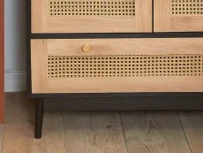 Birlea Furniture & Beds Birlea Croxley Rattan and Black 2 Door 1 Drawer Wardrobe