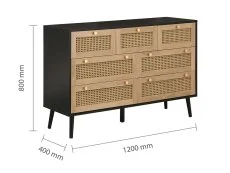 Birlea Furniture & Beds Birlea Croxley Rattan and Black 7 Drawer Chest of Drawers