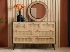 Birlea Furniture & Beds Birlea Croxley Rattan and Black 7 Drawer Chest of Drawers