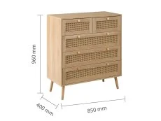 Birlea Furniture & Beds Birlea Croxley Rattan and Oak 3+2 Drawer Chest of Drawers