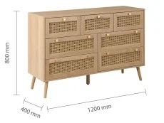 Birlea Furniture & Beds Birlea Croxley Rattan and Oak 7 Drawer Chest of Drawers