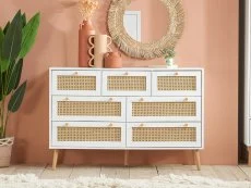 Birlea Croxley Rattan and White 7 Drawer Chest of Drawers