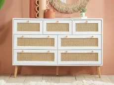 Birlea Furniture & Beds Birlea Croxley Rattan and White 7 Drawer Chest of Drawers