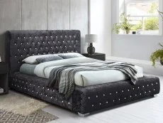 Birlea Furniture & Beds Birlea Grande 4ft6 Double Black Crushed Velvet Bed Frame