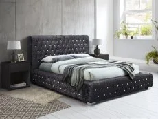 Birlea Furniture & Beds Birlea Grande 6ft Super King Size Black Crushed Velvet Bed Frame