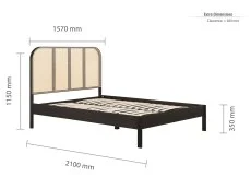 Birlea Furniture & Beds Birlea Margot 5ft King Size Rattan and Black Wooden Bed Frame