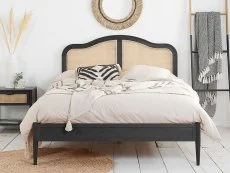 Birlea Furniture & Beds Birlea Leonie 4ft6 Double Rattan and Black Wooden Bed Frame