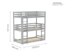 Birlea Furniture & Beds Birlea Tressa 3ft Grey Wooden Triple Bunk Bed Frame