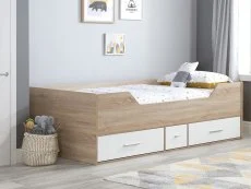 Birlea Furniture & Beds Birlea Camden 3ft Single White and Oak Effect Cabin Bed Frame