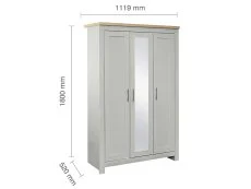 Birlea Furniture & Beds Birlea Highgate Grey and Oak 3 Door Mirrored Wardrobe