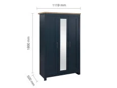 Birlea Furniture & Beds Birlea Highgate Navy and Oak 3 Door Mirrored Wardrobe