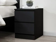 Birlea Furniture & Beds Birlea Oslo Black 2 Drawer Bedside Table