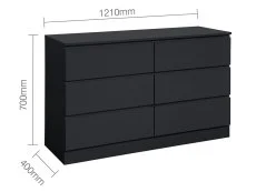 Birlea Furniture & Beds Birlea Oslo Black 6 Drawer Chest of Drawers