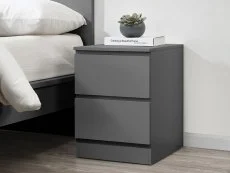 Birlea Furniture & Beds Birlea Oslo Grey 2 Drawer Bedside Table