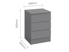 Birlea Furniture & Beds Birlea Oslo Grey 3 Drawer Bedside Table