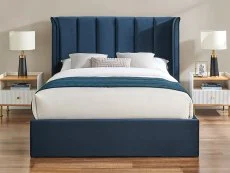 Limelight  Limelight Polaris 5ft King Size Navy Blue Fabric Ottoman Bed Frame