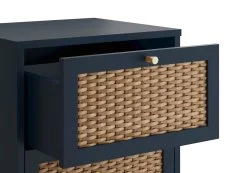 LPD Bordeaux Rattan and Blue 2 Drawer Bedside Table