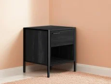 LPD LPD Hoxton Black Wood Effect 1 Drawer Bedside Table