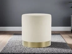 LPD LPD Lara Cream and Gold Fabric Bedroom Stool