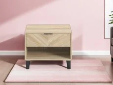 LPD LPD Stockholm Chevron Light Oak 1 Drawer Bedside Table