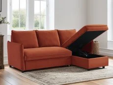 Kyoto Kyoto Blaire Burnt Orange Velvet Corner Sofa Bed